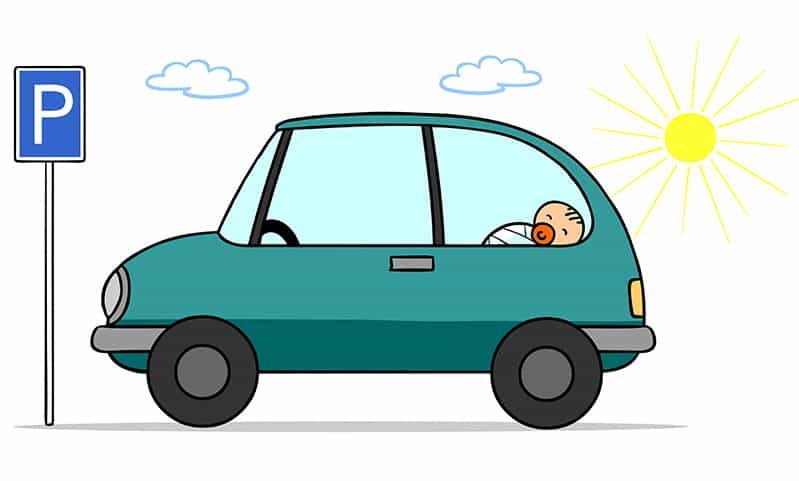 Niños dejados en auto caliente